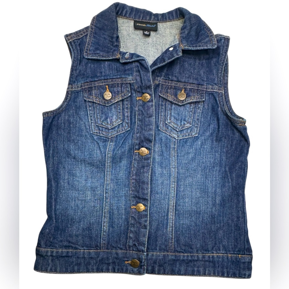 Metro Blues Denim‎ Sleeveless Vest with Button Closure women’s size 4 (D54)